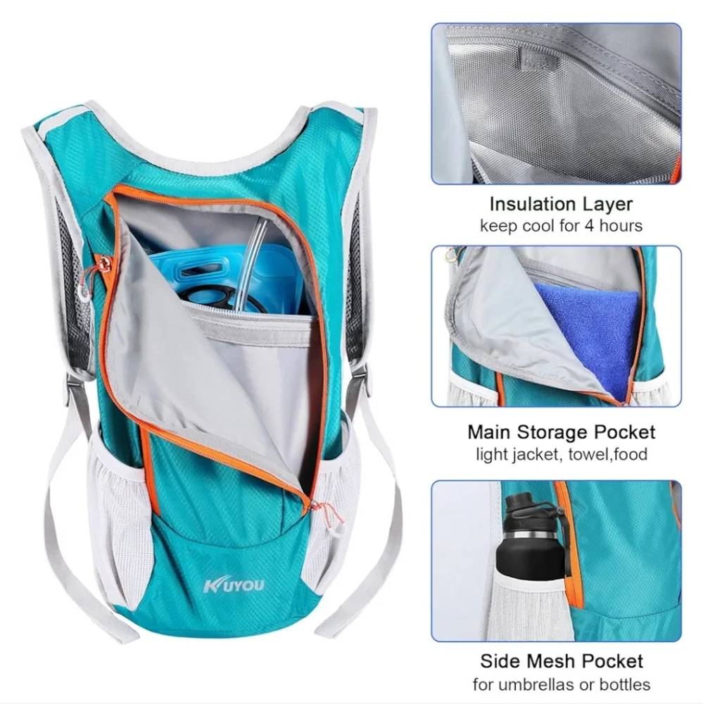 New Hydration Backpack Aqua and Gray In Color
